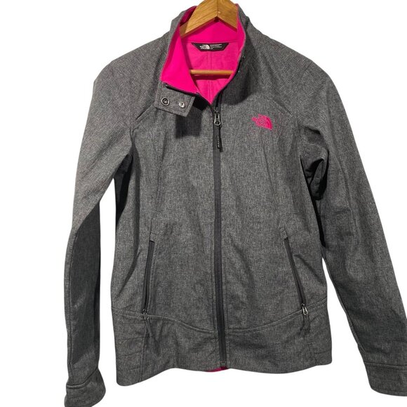 The North Face Calentito 2 Jacket Women Sz S Gray Hot Pink Windwall Fleece Lined - Picture 1 of 8